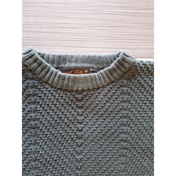 Vintage Eddie Bauer Mens Cotton Crew Neck Sweater Size L Green Textured Knit - Picture 3 of 5
